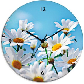 Artland Wanduhr Blumen - Margeriten (wahlweise mit Quarz- oder Funhuhrwerk, lautlos ohne Tickgeräusche)