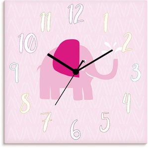 Artland Wanduhr Elefant auf rosa (wahlweise mit Quarz- oder Funkuhrwerk, lautlos ohne Tickgeräusche)