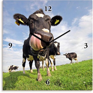 Artland Wanduhr Holstein-Kuh mit gewaltiger Zunge (wahlweise mit Quarz- oder Funkuhrwerk, lautlos ohne Tickgeräusche)