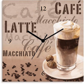 Artland Wanduhr Kaffee - Latte Macchiato (wahlweise mit Quarz- oder Funkuhrwerk, lautlos ohne Tickgeräusche)