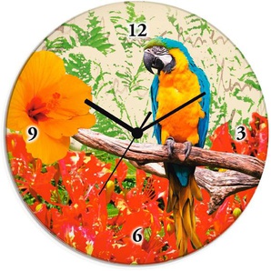 Artland Wanduhr Papagei (wahlweise mit Quarz- oder Funhuhrwerk, lautlos ohne Tickgeräusche)