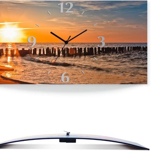 Artland Wanduhr Schöner Sonnenuntergang am Strand (3D Optik gebogen, mit Quarz- oder Funkuhrwerk, versch. Größen)