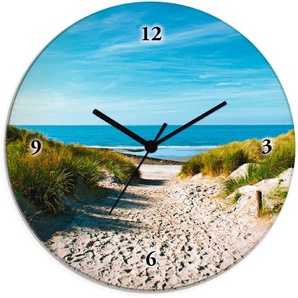 Artland Wanduhr Strand mit Sanddünen und Weg zur See (wahlweise mit Quarz- oder Funkuhrwerk, lautlos ohne Tickgeräusche)