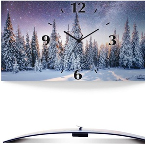 Artland Wanduhr Tannenwald im Schnee (3D Optik gebogen, mit Quarz- oder Funkuhrwerk, versch. Größen)
