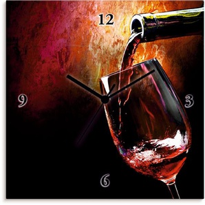 Artland Wanduhr Wein - Rotwein (wahlweise mit Quarz- oder Funkuhrwerk, lautlos ohne Tickgeräusche)