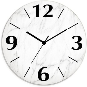 Artland Wanduhr Weiße Marmor Textur (wahlweise mit Quarz- oder Funhuhrwerk, lautlos ohne Tickgeräusche)