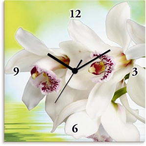 Artland Wanduhr Weiße Orchidee (wahlweise mit Quarz- oder Funhuhrwerk, lautlos ohne Tickgeräusche)