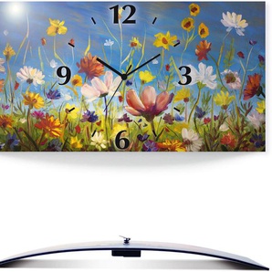 Artland Wanduhr Wildblumenwiese (3D Optik gebogen, mit Quarz- oder Funkuhrwerk, versch. Größen)