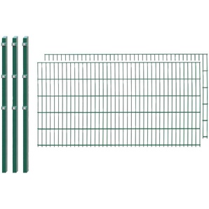 ARVOTEC Doppelstabmattenzaun 0013-0094-004 Zaunelemente 103 cm hoch, 2 Matten für 4 m, 3 Pfosten Gr. H/L: 103 cm x 4 m H/L: 103 cm, grün (dunkelgrün) Zaunelemente