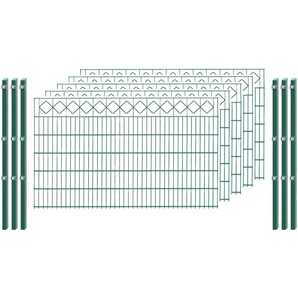 ARVOTEC Doppelstabmattenzaun 0856-0095-010 Zaunelemente 120 cm hoch, 5 Matten für 10 m, 6 Pfosten Gr. H/L: 120 cm x 10 m, grün (dunkelgrün) Zaunelemente