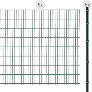ARVOTEC Doppelstabmattenzaun 16 - 60 Zaunelemente 163 cm hoch, 5 Matten für 10 m, 6 Pfosten Gr. H/L: 163 cm x 10 m H/L: 163 cm, grün (dunkelgrün) Zaunelemente