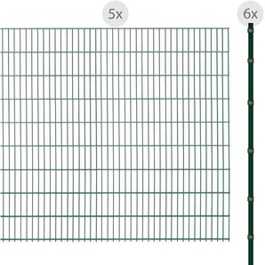 ARVOTEC Doppelstabmattenzaun 17 - 915 Zaunelemente 183 cm hoch, 5 Matten für 10 m, 6 Pfosten Gr. H/L: 183 cm x 10 m H/L: 183 cm, grün (dunkelgrün) Zaunelemente