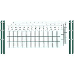 ARVOTEC Doppelstabmattenzaun 857 - 93 Zaunelemente 80 cm hoch, 3 Matten für 6 m, 4 Pfosten Gr. H/L: 80 cm x 6 m, grün (dunkelgrün) Zaunelemente