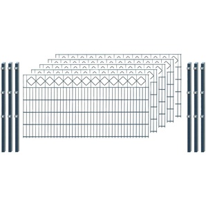 ARVOTEC Doppelstabmattenzaun 881 - 101 Zaunelemente 100 cm hoch, 5 Matten für 10 m, 6 Pfosten Gr. H/L: 100 cm x 10 m H/L: 100 cm, grau (anthrazit) Zaunelemente
