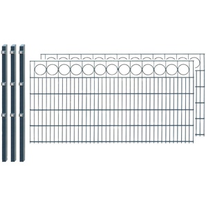 ARVOTEC Doppelstabmattenzaun 884 - 101 Zaunelemente 100 cm hoch, 2 Matten für 4 m, 3 Pfosten Gr. H/L: 100 cm x 4 m, grau (anthrazit) Zaunelemente