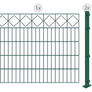 ARVOTEC Doppelstabmattenzaun EASY 100 zum Aufschrauben Karo mit Zierleiste Zaunelemente Zaunhöhe 100 cm, Zaunlänge 2 - 60 m Gr. H/L: 100 cm x 2 m H/L: 100 cm, grün (dunkelgrün) Zaunelemente
