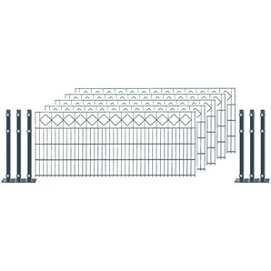 ARVOTEC Doppelstabmattenzaun EASY 80 zum Aufschrauben Karo mit Zierleiste Zaunelemente Zaunhöhe 80 cm, Zaunlänge 2 - 60 m Gr. H/L: 80 cm x 10 m H/L: 80 cm, grau (anthrazit) Zaunelemente