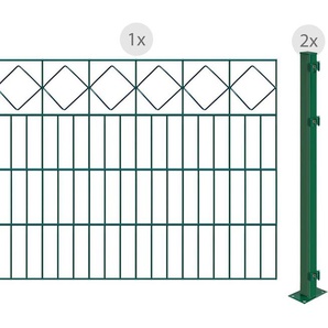 ARVOTEC Doppelstabmattenzaun EASY 80 zum Aufschrauben Karo mit Zierleiste Zaunelemente Zaunhöhe 80 cm, Zaunlänge 2 - 60 m Gr. H/L: 80 cm x 2 m H/L: 80 cm, grün (dunkelgrün) Zaunelemente