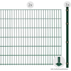 ARVOTEC Doppelstabmattenzaun ESSENTIAL 123 zum Aufschrauben Zaunelemente Zaunhöhe 123 cm, Zaunlänge 2 - 60 m Gr. H/L: 123 cm x 4 m H/L: 123 cm, grün (dunkelgrün) Zaunelemente