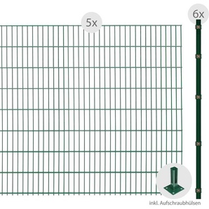 ARVOTEC Doppelstabmattenzaun ESSENTIAL 163 zum Aufschrauben Zaunelemente Zaunhöhe 163 cm, Zaunlänge 2 - 60 m Gr. H/L: 163 cm x 10 m H/L: 163 cm, grün (dunkelgrün) Zaunelemente