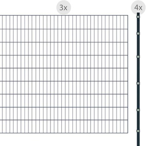 ARVOTEC Doppelstabmattenzaun ESSENTIAL 180 zum Einbetonieren Zaunelemente Zaunhöhe 180 cm, Zaunlänge 2 - 60 m Gr. H/L: 180 cm x 6 m H/L: 180 cm, grau (anthrazit) Zaunelemente