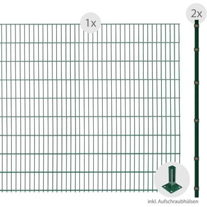 ARVOTEC Doppelstabmattenzaun ESSENTIAL 183 zum Aufschrauben Zaunelemente Zaunhöhe 183 cm, Zaunlänge 2 - 60 m Gr. H/L: 183 cm x 2 m H/L: 183 cm, grün (dunkelgrün) Zaunelemente