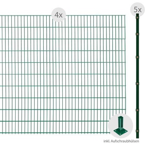ARVOTEC Doppelstabmattenzaun ESSENTIAL 203 zum Aufschrauben Zaunelemente Zaunhöhe 203 cm, Zaunlänge 2 - 60 m Gr. H/L: 203 cm x 8 m H/L: 203 cm, grün (dunkelgrün) Zaunelemente