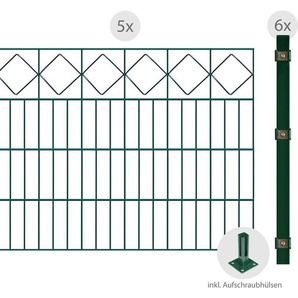 ARVOTEC Doppelstabmattenzaun ESSENTIAL 80 zum Aufschrauben Karo mit Zierleiste Zaunelemente Zaunhöhe 80 cm, Zaunlänge 2 - 60 m Gr. H/L: 80 cm x 10 m H/L: 80 cm, grün (dunkelgrün) Zaunelemente