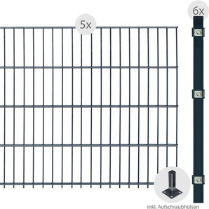 ARVOTEC Doppelstabmattenzaun ESSENTIAL 83 zum Aufschrauben Zaunelemente Zaunhöhe 83 cm, Zaunlänge 2 - 60 m Gr. H/L: 83 cm x 10 m H/L: 83 cm, grau (anthrazit) Zaunelemente