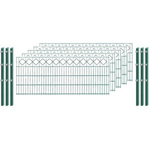 ARVOTEC Doppelstabmattenzaun EXCLUSIVE 80 zum Einbetonieren Karo mit Zierleiste Zaunelemente Gr. H/L: 80 cm x 10 m H/L: 80 cm, grün (dunkelgrün) Zaunelemente