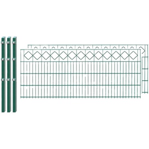 ARVOTEC Doppelstabmattenzaun EXCLUSIVE 80 zum Einbetonieren Karo mit Zierleiste Zaunelemente Zaunhöhe 80 cm, Zaunlänge 2 - 60 m Gr. H/L: 80 cm x 4 m H/L: 80 cm, grün (dunkelgrün) Zaunelemente