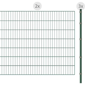 ARVOTEC Einstabmattenzaun 35 - 59 Zaunelemente 140 cm hoch, 2 Matten für 4 m, 3 Pfosten Gr. H/L: 140 cm x 4 m H/L: 140 cm, grün (dunkelgrün) Zaunelemente