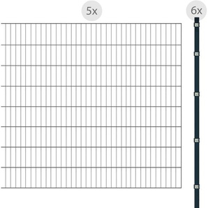 ARVOTEC Einstabmattenzaun 42 - 66 Zaunelemente 160 cm hoch, 5 Matten für 10 m, 6 Pfosten Gr. H/L: 160 cm x 10 m H/L: 160 cm, grau (anthrazit) Zaunelemente