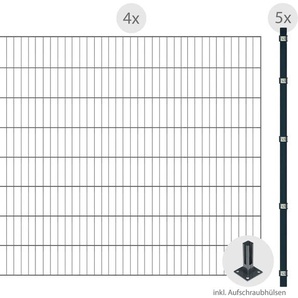 ARVOTEC Einstabmattenzaun ESSENTIAL 160 zum Aufschrauben Zaunelemente Gr. H/L: 160 cm x 8 m H/L: 160 cm, grau (anthrazit) Zaunelemente