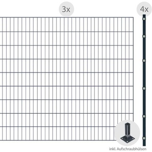 ARVOTEC Einstabmattenzaun ESSENTIAL 180 zum Aufschrauben Zaunelemente Gr. H/L: 180 cm x 6 m H/L: 180 cm, grau (anthrazit) Zaunelemente