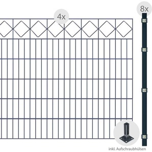 ARVOTEC Zaun Karo Zaunelemente zum Aufschrauben, 123 cm, 8 m Gr. H/L: 120 cm x 8 m, grau (anthrazit) Zaunelemente