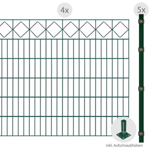 ARVOTEC Zaun Karo Zaunelemente zum Aufschrauben, 123 cm, 8 m Gr. H/L: 120 cm x 8 m, grün Zaunelemente