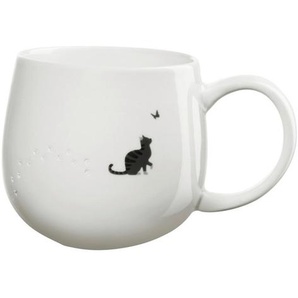 ASA Kaffeebecher Magu, Weiß Hochglanz, Keramik, Katze, 400 ml, 9.5 cm, Kaffee & Tee, Tassen, Kaffeebecher