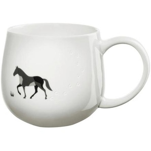ASA Kaffeebecher Magu, Weiß Hochglanz, Keramik, Pferd, 400 ml, 9.5 cm, Kaffee & Tee, Tassen, Kaffeebecher