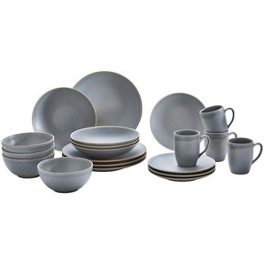 ASA Kombiservice Cafe del Mar, Graublau, Keramik, 20-teilig, Uni, 250 ml, Essen & Trinken, Geschirr, Geschirr-Sets, Kombiservice