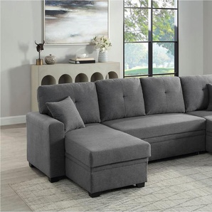 ATLANTIC home collection Wohnlandschaft Gerrit U-Form, Schlafsofa, mit 2 Bettkästen, Recamiere rechts oder links montierbar