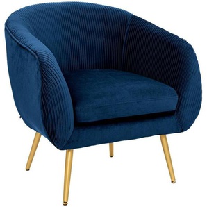 Atmosphera - Blauer Sessel Solaro aus plissiertem Samt créateur dintérieur