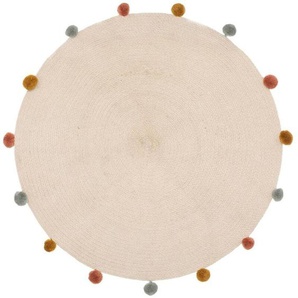Atmosphera - Kinderteppich - Baumwolle und Pompons - beige - D90 cm créateur dintérieur