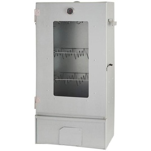 Atrigo Räucherofen, Grau, Metall, 44x80x28 cm, hitzebeständiges Gehäuse, Tragegriffe, Thermometer in der Tür, Hängeregale, Grills & Outdoor-Küchen