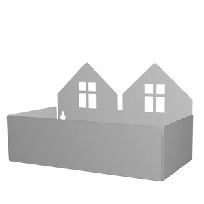 Aufbewahrung im Kinderzimmer, Twin House Box, in grau, aus Metall, von roommate