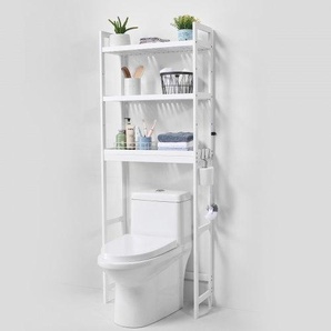 Aufbewahrung über der Toilette, 3-stufiger verstellbarer Badezimmer-Organizer über der Toilette, Aufbewahrungsregal aus Bambus mit 3 Haken, freistehend, einfach zu montieren LDSGMTCWJ3CZG6DMMV0