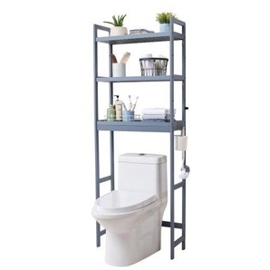 Aufbewahrung über der Toilette, 3-stufiger verstellbarer Badezimmer-Organizer über der Toilette, Aufbewahrungsregal aus Bambus mit 3 Haken, freistehend, leicht zu montieren, platzsparend LDSGMTCWJ3CZ0M1TYV0