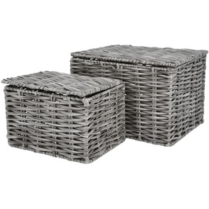 Aufbewahrungsbox, 2er Set - grau - Metall, Kunststoff, Kunststoff, Metall - 20 cm - 13 cm - 16 cm | Möbel Kraft
