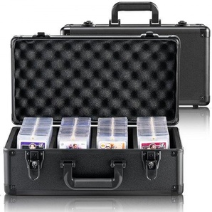 Aufbewahrungsbox, 4 Fächer, Tragetasche für Sammelkarten mit Schaumstoffteilern und Schlüsselschloss, für 108 PSA-Karten, 76 BGS-Karten, 84 SGC-Karten, 388 Top Loader oder 999+ lose Karten FJKSNHYCSKK1V3VTKV0