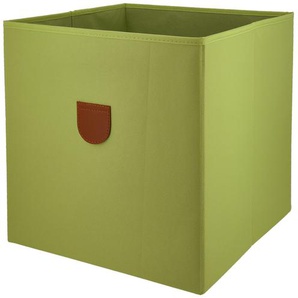 Aufbewahrungsbox - grün - Baumwolle, Leder, Pappe, Baumwolle - 34 cm - 34 cm - 34 cm | Möbel Kraft